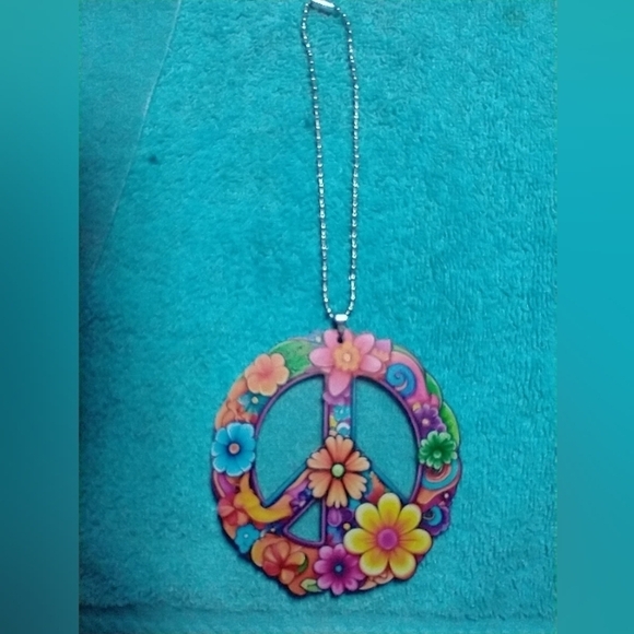 Peace sign colorful multicolor wall hanger rear view mirror - Picture 3 of 4